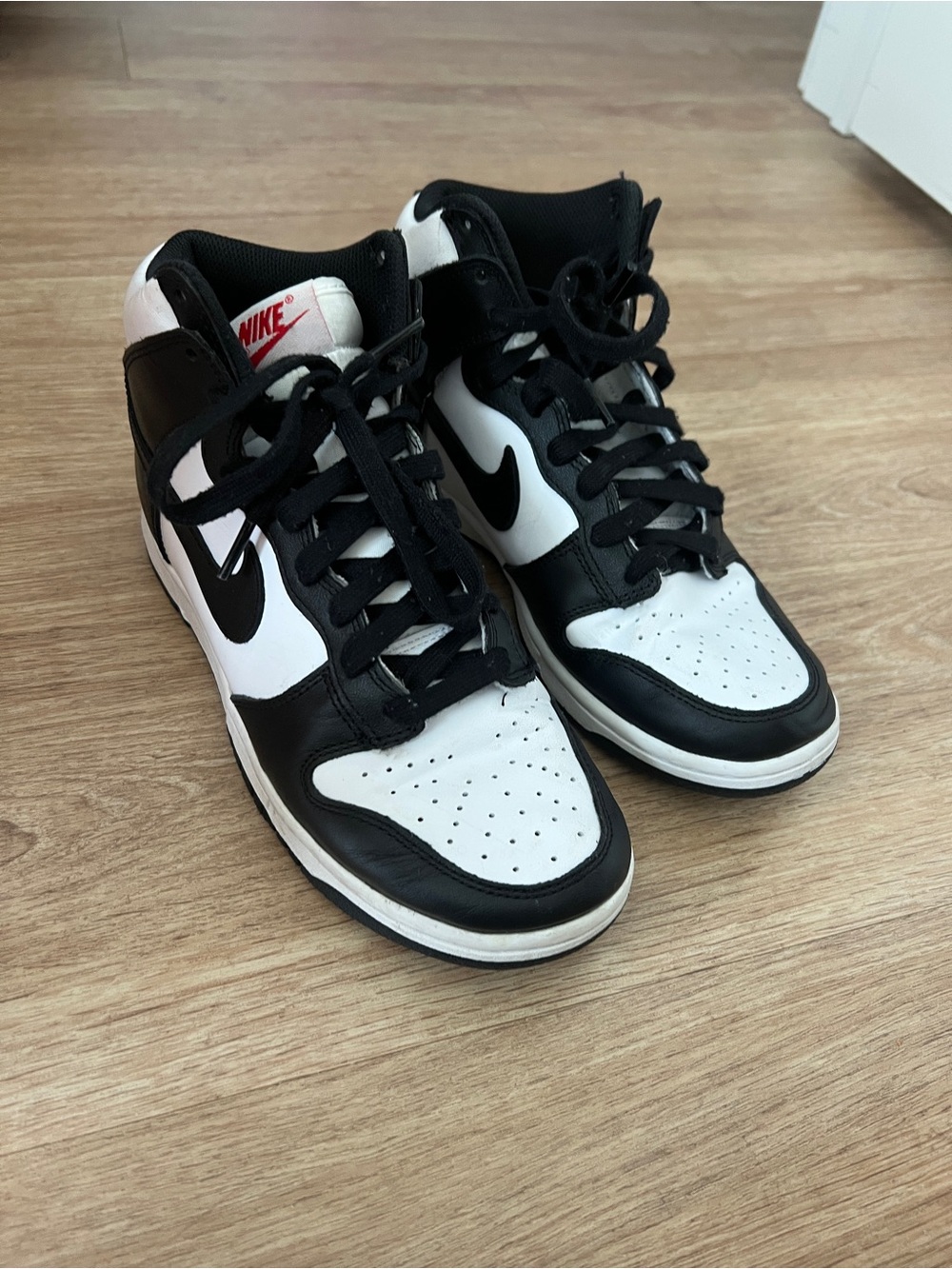 Nike Men’s Black and White High-Top Sneakers with Swoosh